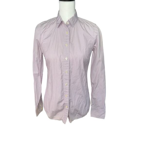 J. Crew Factory Haberdashery Women Button Down Top Purple White Striped X Small - Picture 1 of 4